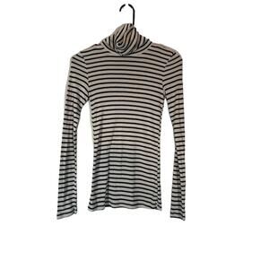 Splendid White & Black Striped Long Sleeve Turtle Neck Shirt Women Sz XS